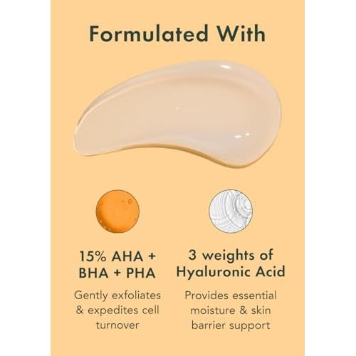 Rael Face Exfoliator, Miracle Clear ? Exfoliating Serum with 15% AHA/BHA/PHA Complex and Hyaluronic Acid, Hydration, Korean Skin Care (1.7 fl oz)
