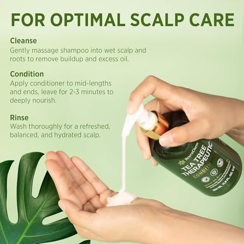 Roycederm Tea Tree Antifungal Shampoo and Conditioner: Complete Scalp Care Solution for Folliculitis, Dry, Itchy, and Flaky Scalp - Infused with Tea Tree Oil, Paraben & Sulfate Free