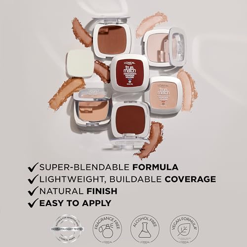 L'Oreal Paris True Match Super Blendable Oil Free Powder Foundation, W2 Light, 0.33 oz, Packaging May Vary