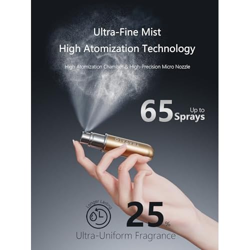 NEW CLASSIC Refillable Perfume Atomizer, Bottom Filling Fragrances Perfume Bottle, Mini Cologne Dispenser, Travel sized (GOLD)