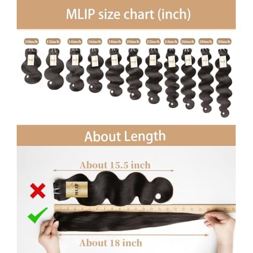 MLIP Raw Bundles Human Hair Body Wave, No Tangle Shedding, Keep Texture Silky Soft After Multiple Washes, 15A Raw Indian Hair Bundles 10 12 14 Inches, Triple Lifespan 3X