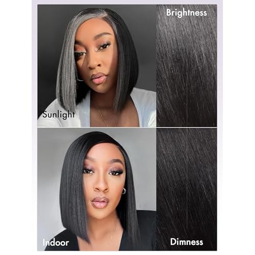 LUVME HAIR Bob Wig 100% Human Hair Wigs Glueless Lace Front 200% Density 12 Inches Bob, Pre Cut Plucked Hd Lace Short Wig Ready To Go Natural Color Straight Bleached Knots Side Part Black Wigs