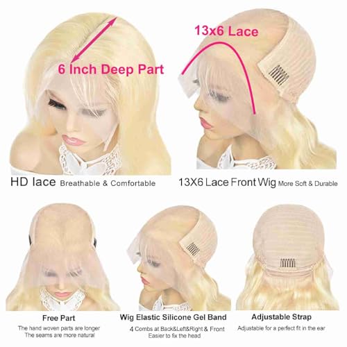 Sebast 34 Inch 13x6 613 Lace Front Wig Human Hair 200 Density Long Blonde Wig Human Hair 613 HD Transparent Lace Frontal Wig 13x6 Straight 613 Blonde Wigs Human Hair for Women