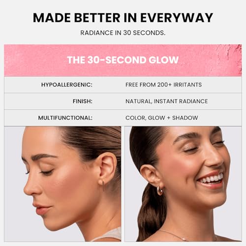 Phase Zero Makeup Powder Blush for cheeks | "Summer Rain" | 4g / 0.141oz | Cruelty-Free, Vegan, Clean Beauty | Buildable & Blendable for Natural, Healthy Glow | Coral, Peach & Golden Hues