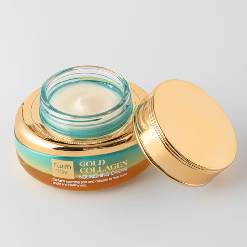 FARMSTAY Gold Collagen Nourishing Cream - Collagen Cream for Vibrant Skin - Face Moisturizer for Skin Elasticity - Strengthens Skin Barrier - 1.85 oz