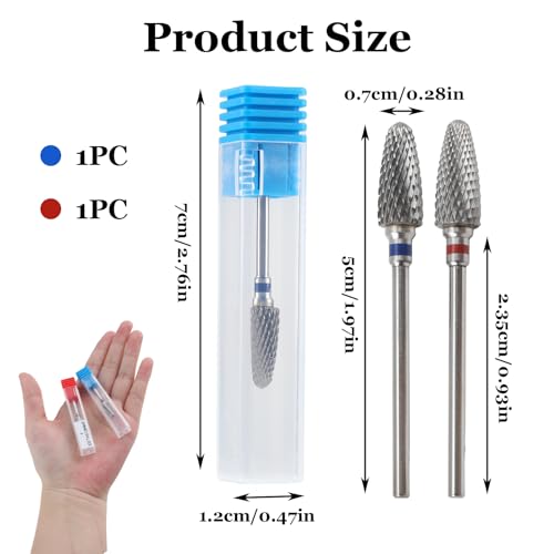 3/32" 5 in 1 Professional Carbide Nail Drill Bits Sets with Case, 2 Pack Tungsten Safety Drill Bits Tech Cuticle Bit Fast Remove for Manicurist Nail Salon Manicure Pedicure Gel Polishing (Round Head)