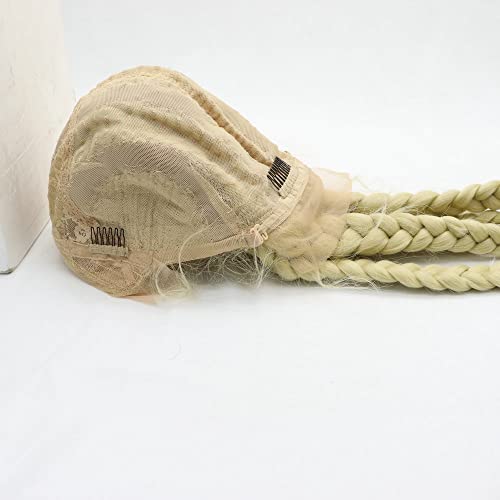 613# Blonde 5 Twisted Synthetic Braided Wig 100% Hand Lace Front Braided Wigs with Baby Hair for Women Heat Resistant Lightweight Synthetic Twisted Braids Wig 26''