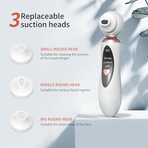 2025 Blackhead Remover Pore Vacuum, Visual Rechargeable Blackhead Vacuum Facial Pore Cleaner-3 Suction Soft Silicone,3 Probes,USB Kit Electric Acne Extractor Tool for Adult