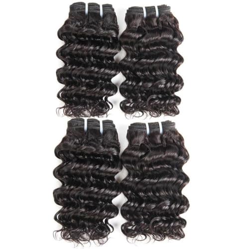 Brazilian Body Wave/Water Wave/Deep Wave/Funmi/Human Hair Bundles Unprocessed Human Hair Natural Black(Deep Wave, 14" 4 Bundles)