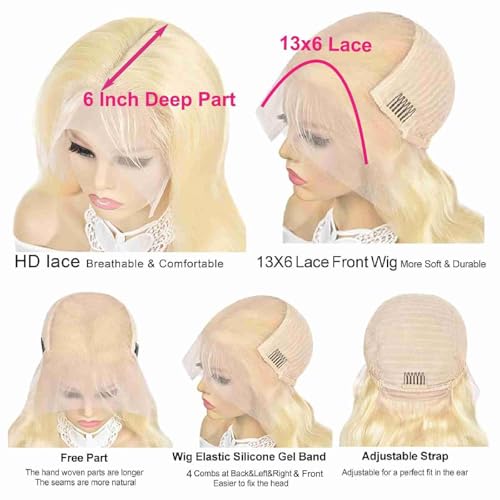 32 Inch Body Wave Blonde Wig Human Hair 200% Density 13X6 613 Lace Front Wig Human Hair Long 13X6 HD Blonde Lace Front Wigs Pre Plucked Glueless Wigs With Baby Hairs