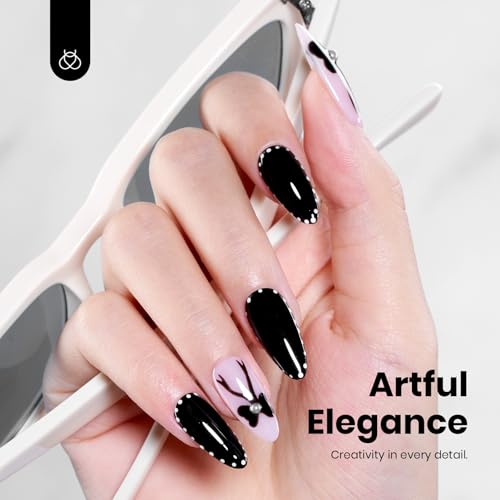 Beetles Black Winter Gel Polish 2Pcs 0.51Fl.OZ Pure Black Gel Nail Polish Set 15ml Dark Base Color Soak Off Uv Nail Lamp Art Manicure DIY Design Gift for Women Long Nights Collection