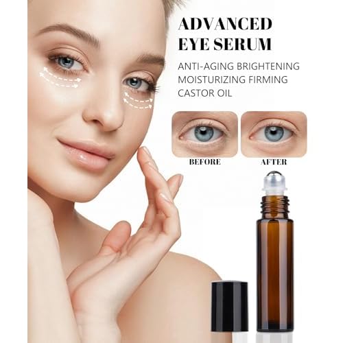 Organic Castor Oil for Face Roll On£¬Rollerball Deep Hydration for Skin Care and Hair, Castor Oil Organic Cold Pressed Unrefined Glass Bottle 8oz with 2 Roller