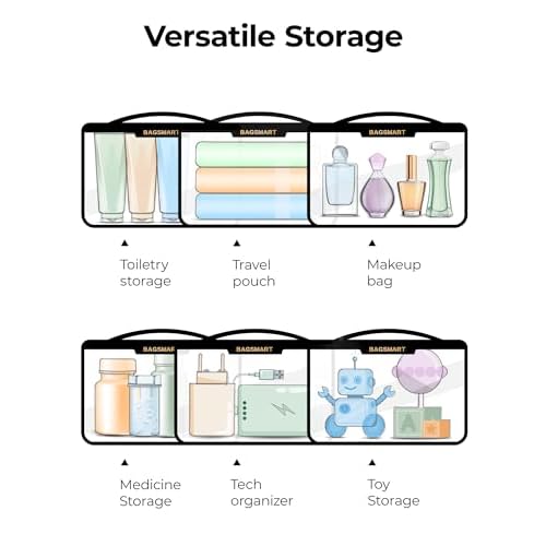 BAGSMART TSA Approved Toiletry Bag, Clear Travel Toiletry Bag, Makeup Cosmetic Pouch Bag for Women Quart Size Compliant Bag Organizer for Travel Essentials (Grey Pack of 1)