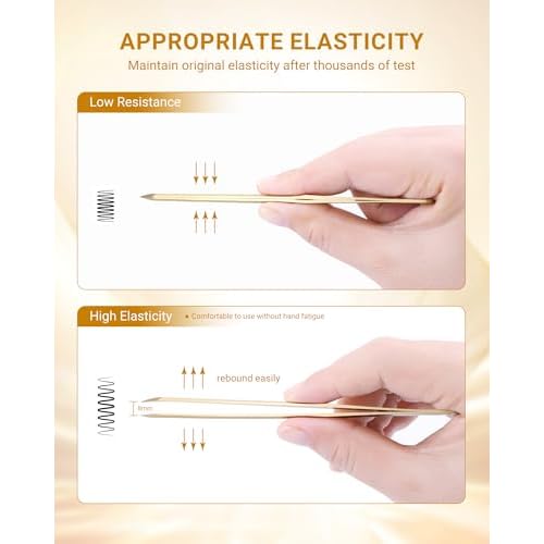 NAGARAKU Eyelash Tweezers Set, 5 PCS Precision Micro Fiber Tip Tweezer for Lash Extensions Antistatic Anti-Slip Straight and Curved Pinzas AG-03/AG-05/AG-07/AG-08/AG-09 with Box For Lash Artists