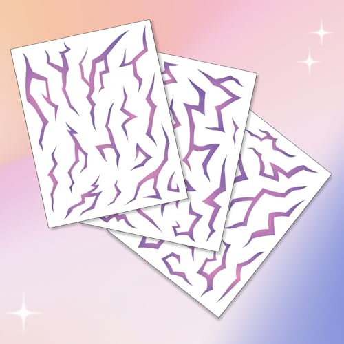 UV Glow Pattern Temporary Tattoos | Purple Demon Energy Pattern | Blacklight Activated Neon Blue | Hunter Cosplay | Fake Tat Stickers | Music Festivals, Kpop RPD, Rave Accessories, Halloween
