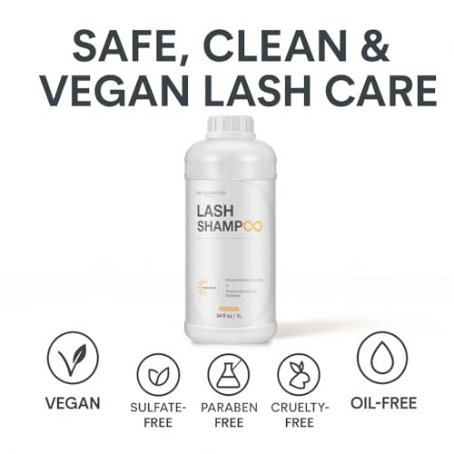 ISLA & FONTANE Lash Shampoo Bulk ? Pura White 34 fl oz / 1L | Gentle Eyelash Shampoo for Extensions | Lash Foam Cleanser | Oil-Free Lash Bath for Home & Salon Use