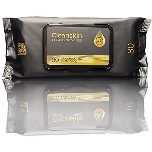 CleanSkin Cleansing Green Soap Tattoo Wipes All in One Solution Tattoo Wipes for during Tattooing | Tattoo Aftercare | Green Soap for Tattooing
