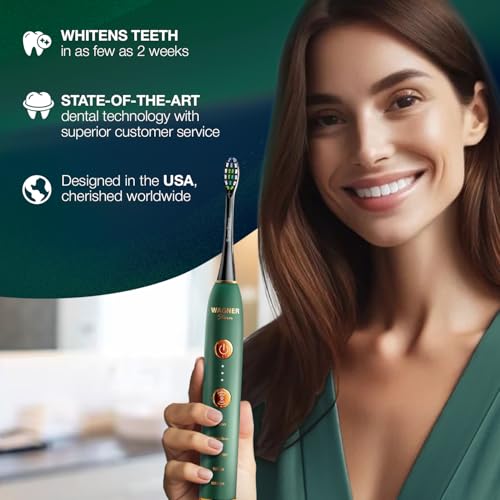 Wagner Stern WT8900 Series Electric Toothbrush ? Whitening & Pressure Sensor, 5 Modes, 3 Intensities, 8 Soft Brush Heads, Rechargeable, Travel Case Included