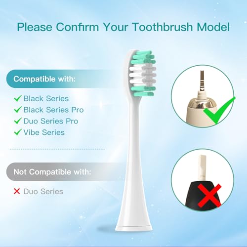 Replacement Toothbrush Heads Compatible with Aquasonic Vibe Series - 8 Pack Electric Brush Heads Compatible with Aqua Sonic Black Series/Black Series Pro/Duo PRO Series (White)