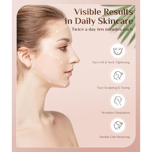7 Color Galvanic Machines - Red Light Therapy for Face and Neck, Face Massager Tool for Wrinkles, Double Chin, Vibrating Facial Massager with Thermals, White