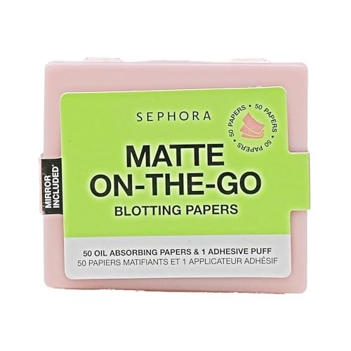 SEPHORA COLLECTION Matte On-The-Go Blotting Papers - 50 oil absorbing papers & 1 adhesive puff