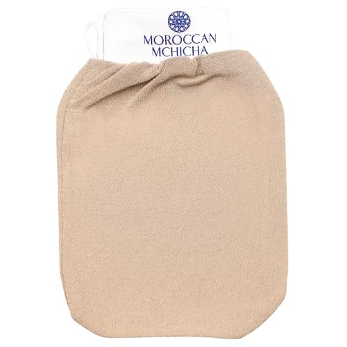 Kessa Exfoliating Glove for Shower, Dead Skin and Self Tan Remover for Body, Kessa Glove for Use with Moroccan Black Soap
