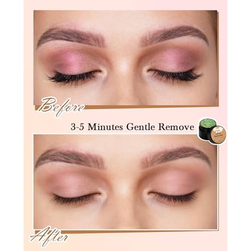 EMEDA Eyelashes Extension Remover 10g, Lash Extension Remover for Individual Lashes with Chamomile Gentle Formula, 0.35oz Professional Removal Cream Kits with Tools (02)