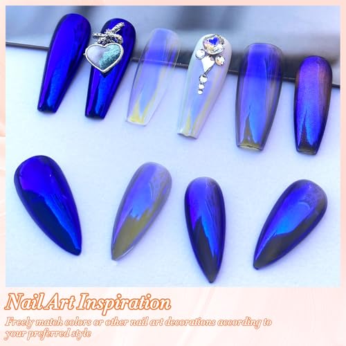 Unicorn Chrome Nail Powder, Aurora Unichrome Mermaid Aurora Pigment Pearlescent Nail Art Glitter Dust Decoration for Home DIY Salon Manicure - Galactic Dream