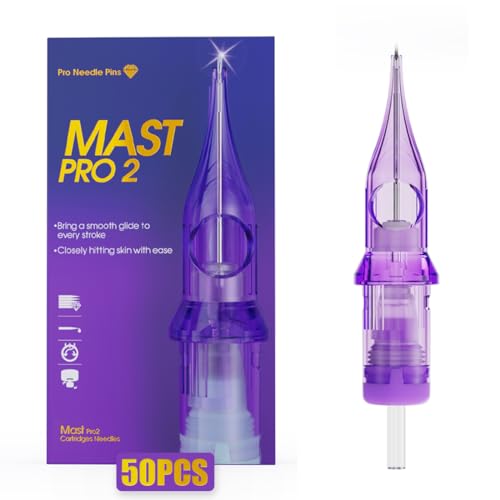 Mast Pro2 Tattoo Needles Cartridges #12 Round Liner 1RL, 3RL, 5RL, 7RL, 9RL Mixed Sizes 50 Count of One Box Disposable Pro Needle Pins Membrane