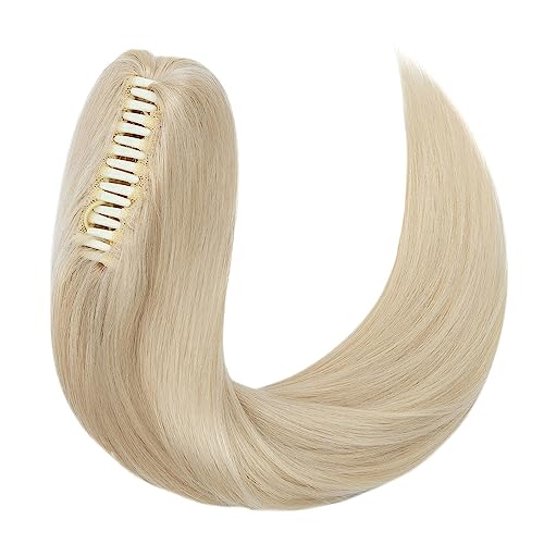 MY-LADY Ponytail Extension Human Hair Claw Clip in Ponytail Hair Extension Long Straight Pony Tail Hair Extensions Real Human Hair for Women Platinum Blonde 20 Inch 120g