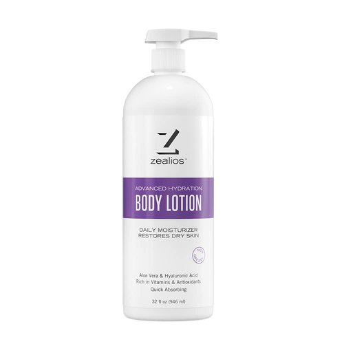 Zealios Advanced Hydration Body Lotion for Dry Skin 32oz - Deep Hydration Formula, Skincare Moisturizer with Vitamins & Antioxidants, Non-Greasy Lotion, Light Papaya & Lychee Scent