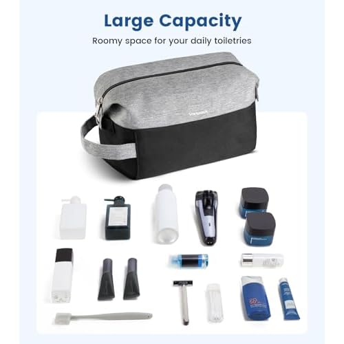 Vorspack Lightweight Travel Toiletry Bag - Water Resistant Travel Bag for Toiletries, Cosmetics, Accessories, Gifts for Men - Black