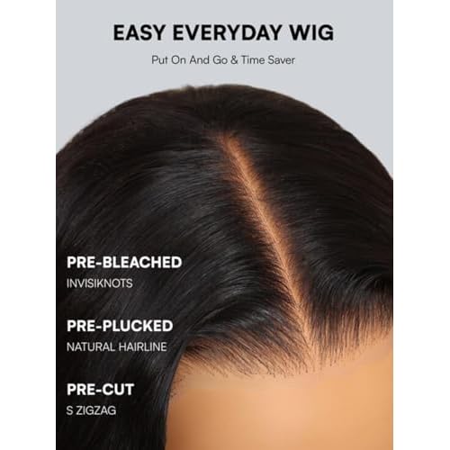 Beauty Forever 7X5 Bye Bye Knots Wear and Go Wig Yaki Straight Pre Cut Lace Bob Wigs Human Hair Lace Closure Wig Pre Plucked, Easy Install No Skill Needed 150% Density 10inch