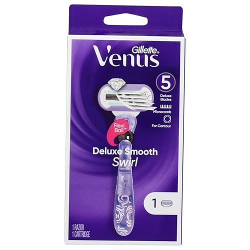 Gillette, Venus Deluxe Smooth Swirl Women's Razor Handle + 1 Blade Refill, 1 Count