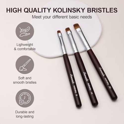 Nail Brush for French Tip, Clean Up Brush for Gel Polish Dual-Use Brush with Wooden Handle for Acrylic/Polygel/Builder Gel #8