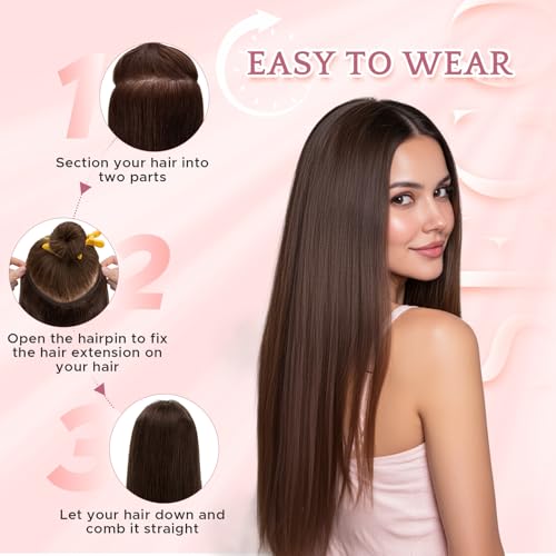 One Piece Clip in Hair Extensions 100% Real Human Hair 3/4 Full Head Hair with Upgraded V-Shaped Weft 5 Clips in Hair Extensions for Women, £¨22 Inch, #18P613 Ash Blonde Mixed Bleach Blonde£©