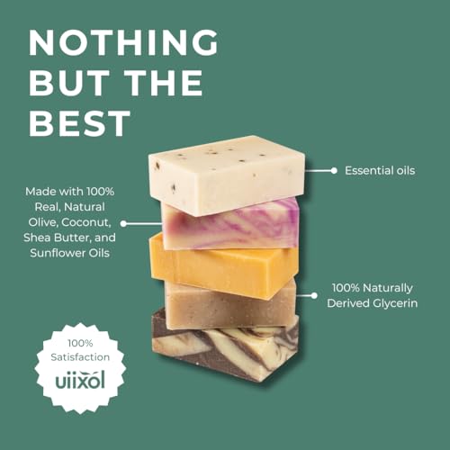 Handmade Soap Bars Set of 7, Almonds, Lavender, Peppermint, Rosemary, Roses, Tangerine, Olive 3.5 oz each