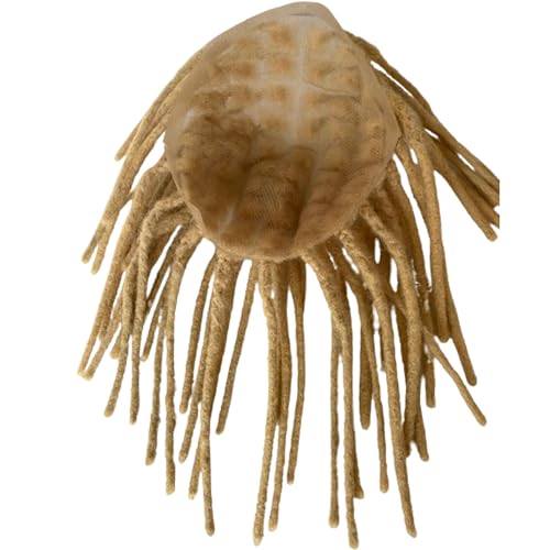 12inch Transparent Full Lace Base Afro Dreadlock Extensions Toupee For Men and Women, 0.6cm Loc Extensions Human Hair Dreadlock 10x8inch #613 Blonde Color
