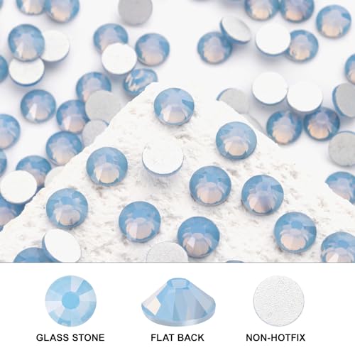 Novani 3000 Pieces Flatback Rhinestones Glass Round Gems Blue Opal Crystals for Nail Art DIY Crafts Clothes Shoes,SS20,4.6-4.8mm