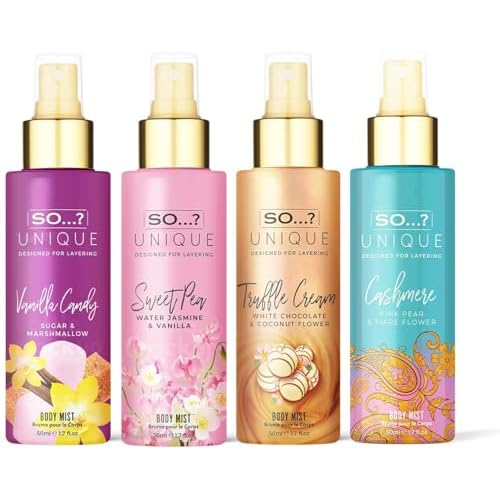 So¡¦? Unique Body Mist Set - Perfumes for Women - Body Spray for Women - Vegan, Cruelty Free - Travel Size Gift Set - 650 to 1000 Sprays - 4 pcs