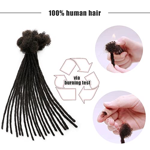 IXIMII 0.4cm Dreadlock Extensions Human Hair 100 Strands 8 inch Full Handmade Permanent Loc Extensions Natural Black Dreads with Needle and Comb for Men Women Kids,Can Be Dyed Bleached Curled
