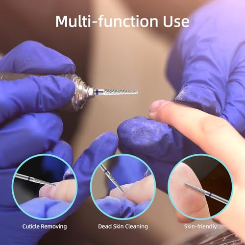 Small Cone Cuticle Clean Nail Drill Bits, 3/32" 2mm Conical Carbide Nail Bit, Professional Safety Under Nails Cleaner for Cuticle Dead Skin, Electric Manicure Accessories, Medium