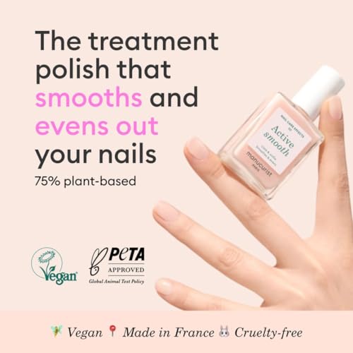 Manucurist Active Smooth 00 Nail Concealer Polish & Care - 2 in 1 Nude Nail Polish : Nail Strengthener and Growth - No Lamp - Ridge Filler for Nails - Natural Ros? Nail Polish