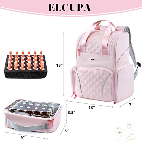 Nail Polish Organizer Backpack Holds 48 Bottles (0.5 Fl Oz) and a Nail Dryer, Nail Polish Storage Bag With 2 Removable Boxes for Nail Suppliers,Nail Kit, Gel Polish
