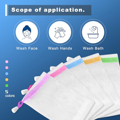 20PCS Soap Bag Bar Soap Pouch Mesh Net with Drawstring Closure Foaming Body Drying Sock Holder for Shower