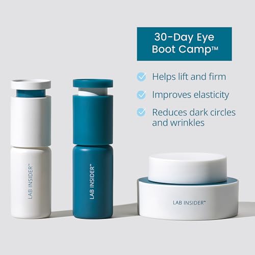 SKINN Caffeine Eye Cream for Dark Circles & Puffiness, 30 Day Eye Boot Camp - Under Eye Serum Brightens, Moisturizes, & Smoothens Eye Area - Day & Night Anti-Wrinkle Firming & Tightening Eyecream