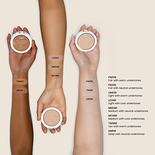 JOAH Perfect Complexion Cashmere Powder Foundation, Medium Face Coverage, Matte Finish, Korean Makeup, Compact Design For Oily & All Skin Types, 16 Hour Wear, Medium with Cool Undertones