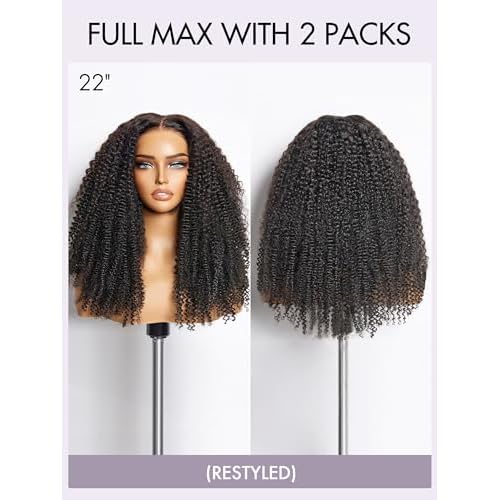 LUVME HAIR Clip in Hair Extensions Real Human Hair Curly Fullness with 1 Pack Invisible Natural Curly Seamless Clip on Hair Extensions 7pcs PU Skin Weft 22 Inch Remy Hair
