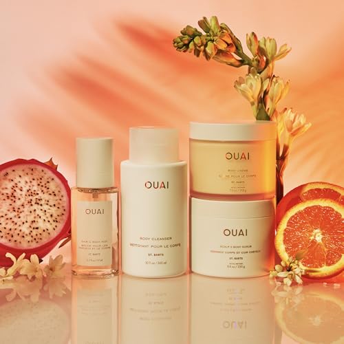OUAI St. Barts Hair & Body Gift Set - Tropical-Scented Body Care for Women & Men - Includes Full Size Hydrating Body Cream & Deluxe Hair and Body Mist (2 Count)