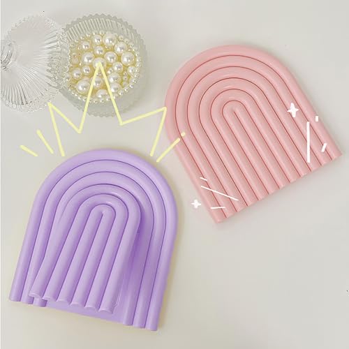 Arch Shaped Makeup Mirror for Desk Vanity Mirror for Bedroom,Living Room and Minimal Spaces Room Decor Home Decorations (Purple)